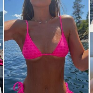 Strawberry Milk Mob Hot Pink Triangle Bikini Top